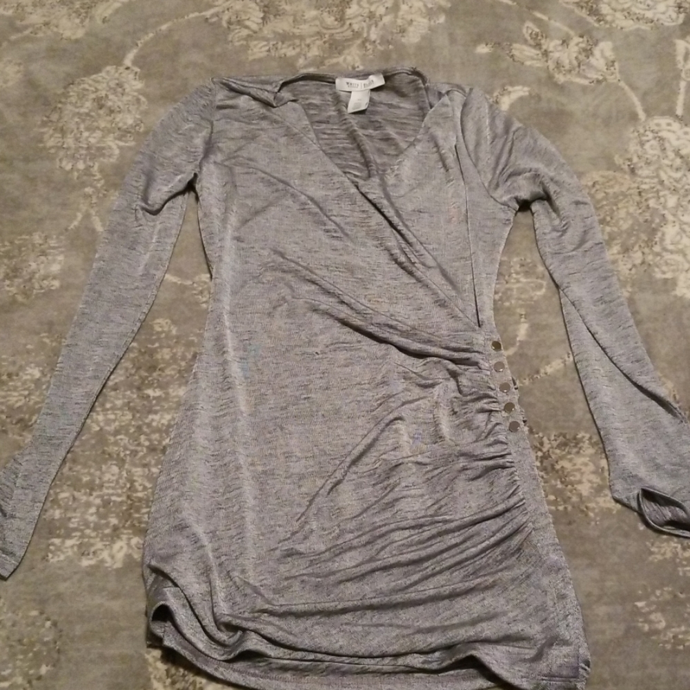 WHBM faux wrap grey tunic top XSmall